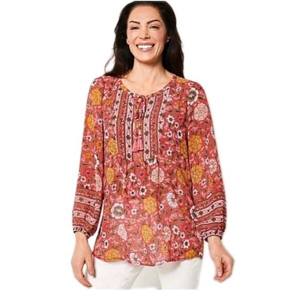 Belle by Kim Gravel Tops - NWOT BELLE KIM GRAVEL Womens 3X Romantic Peasant Boho Floral Top Pink A471030